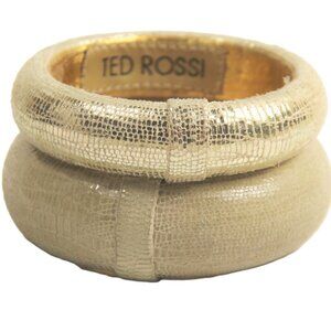 PAIR OF TWO VINTAGE TED ROSSI EMBOSSED LEATHER SKIN BANGLE BRACELETS
